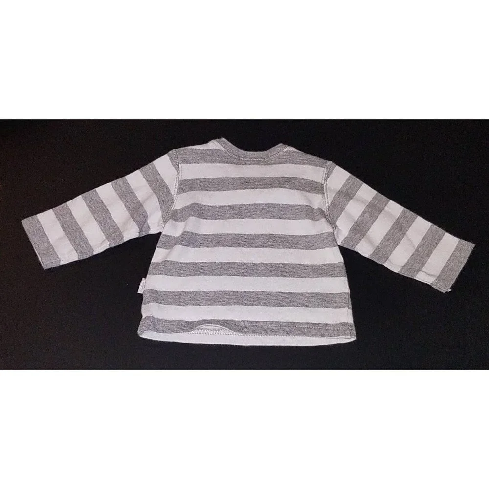 Baby Gap Gray White Striped Shirt Boy Girl Infant 3-6 Months 100% Cotton